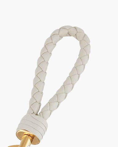 Woven Leather Key Ring with Intreccio Design