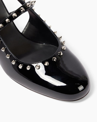 Patent Leather Studded Slingback Pumps