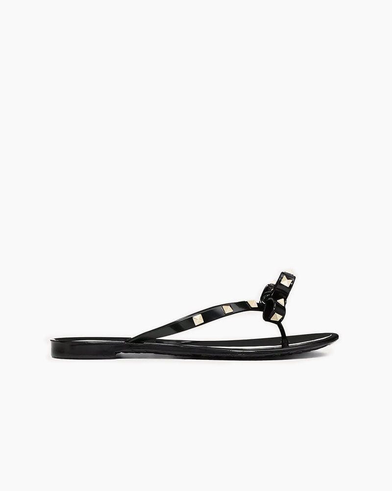 Rockstud Rubber Slippers with Bow and Pyramid Studs