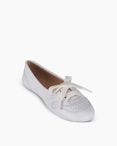 Soft Sheepskin Lace-Up Ballet Flats