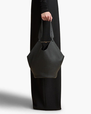 Black Leather Tote for Minimalist Art Gallery Visits