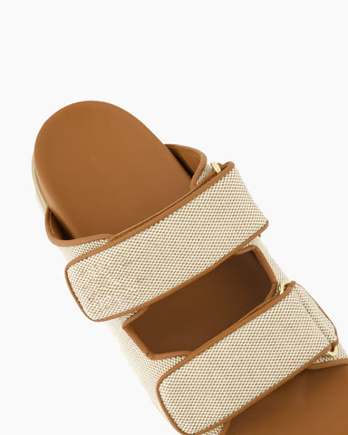 Women's Canvas Two-Strap Mules With Rubber Sole