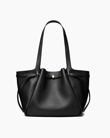 Black Pebbled Leather Romy Tote Bag