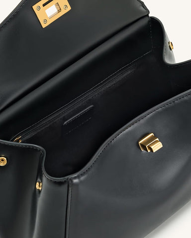Elegant Turn-Lock Trapeze Satchel