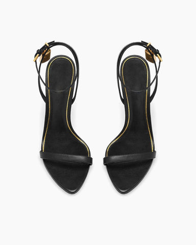 Shiny Leather Padlock Pointy Naked Heels
