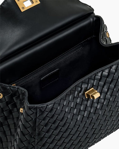 Refined Woven Leather Top-Handle Satchel