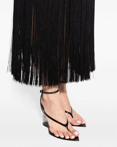 Transparent Plexi Heel Wedge Thong Sandals