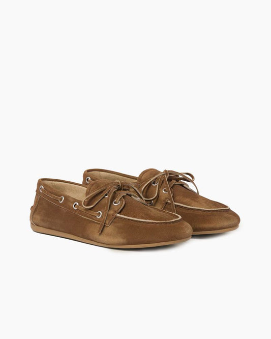 Women's Faded Suede Moccasins Brown Boat Shoes