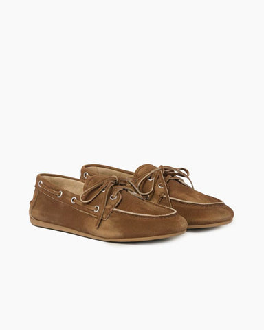 Women's Faded Suede Moccasins Brown Boat Shoes
