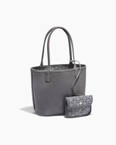 Mini Reversible Leather Canvas Tote Bag