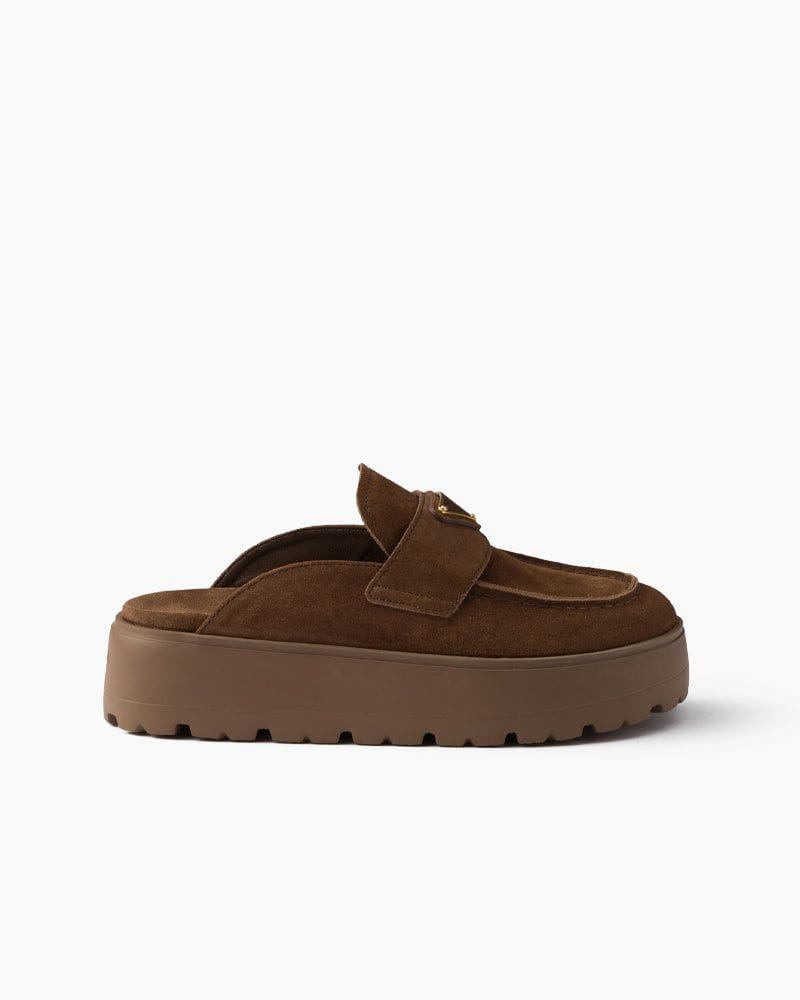 Suede flatform mules