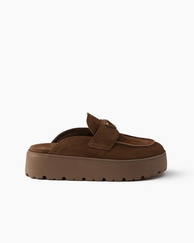 Suede flatform mules