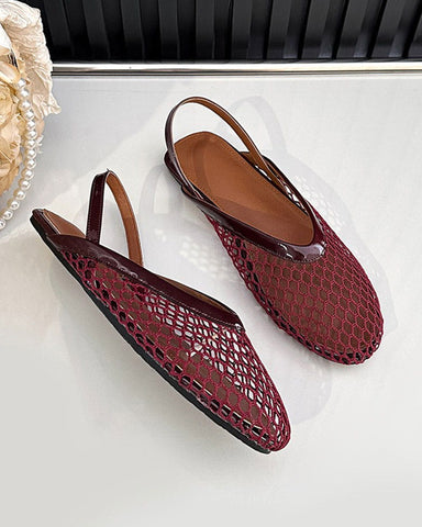 Minimalist Mesh Round-Toe Slingback Flats