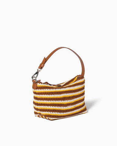 Summer Color-Stripe Crochet Top-Handle Bag