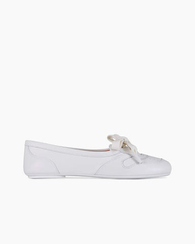 Soft Sheepskin Lace-Up Ballet Flats