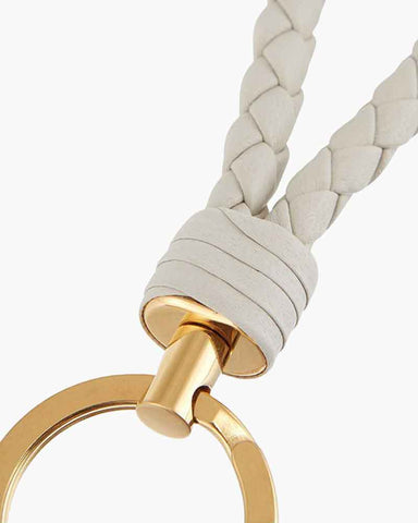 Woven Leather Key Ring with Intreccio Design