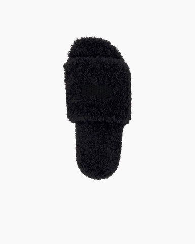 Women's Furry Slide Sandal in Black