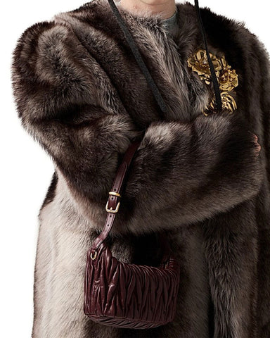 Matelassé Nappa Leather Mini Hobo Bag