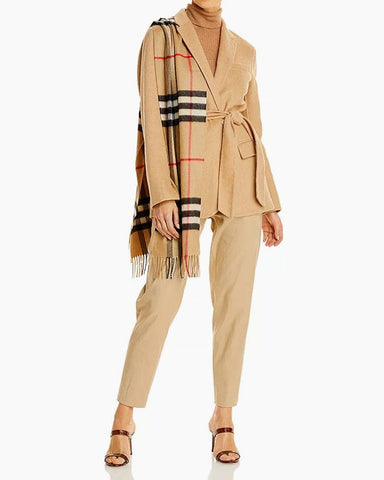 Women's Plaid Wool Shawl Winter Warmth