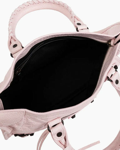 Light Pink Crinkled Leather Handbag