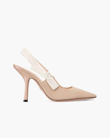 Modern Black Fabric Evening Pumps with Knot Strap Detail