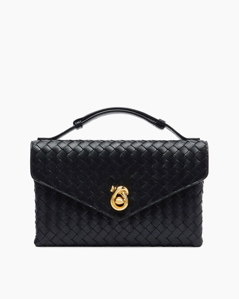 Intrecciato Leather Top Handle Bag with Knot Lock