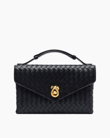 Intrecciato Leather Top Handle Bag with Knot Lock