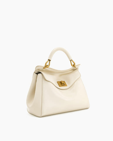 Elegant Turn-Lock Trapeze Satchel