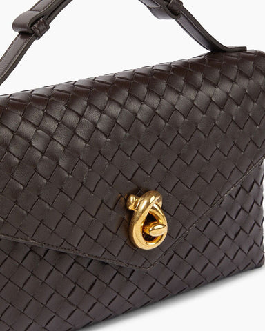 Intrecciato Leather Top Handle Bag with Knot Lock