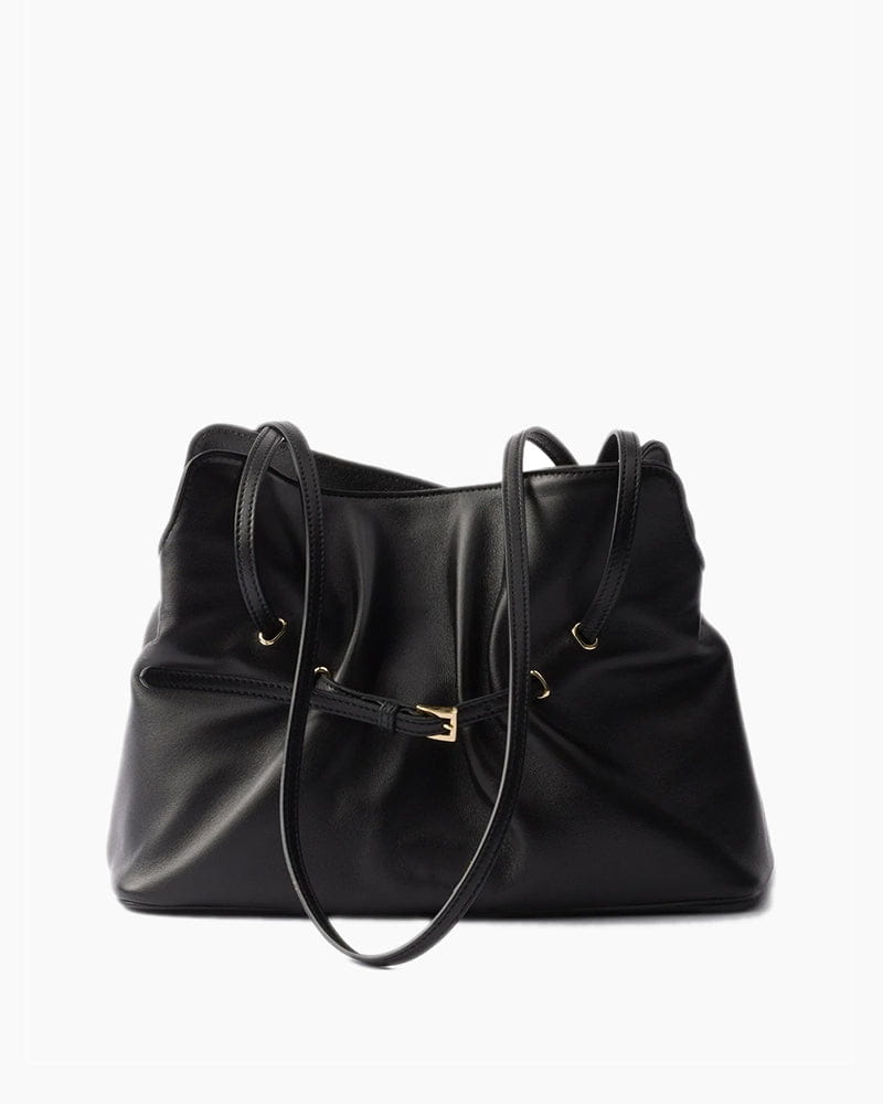 Leather Drawstring Shoulder Bag