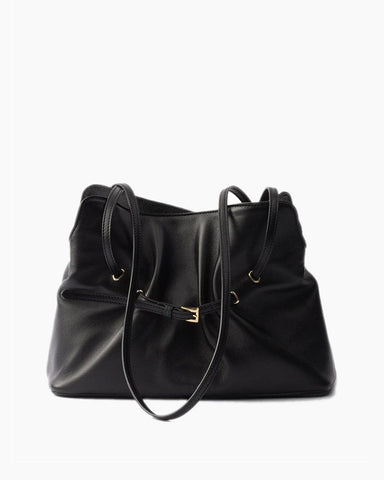 Leather Drawstring Shoulder Bag