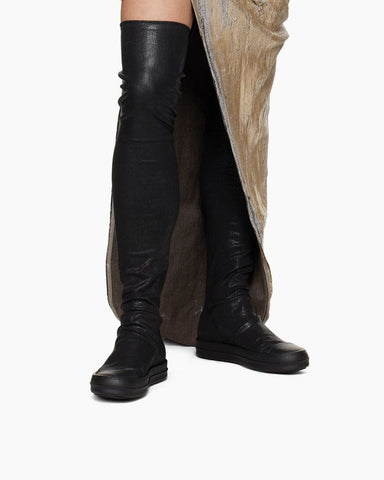 Black Hollywood High Sock Sneaks Tall Boots