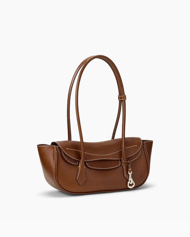 Vintage Crescent Flap Bag with Metal Hardware
