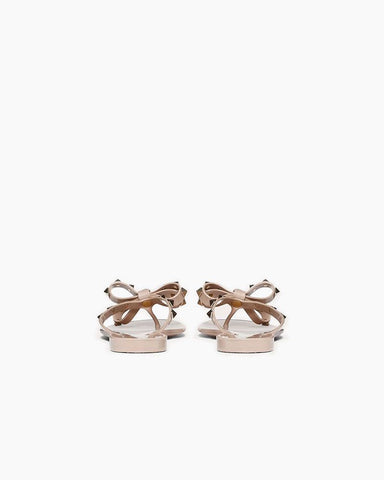 Rockstud Rubber Slippers with Bow and Pyramid Studs