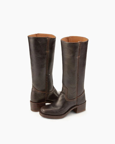 Black Leather Knee-High Boots