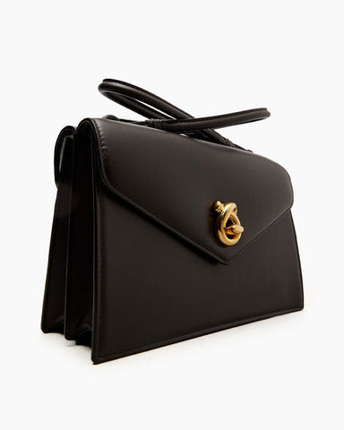 Espresso Leather Knot Lock Bag for Quiet Luxury City Strolls