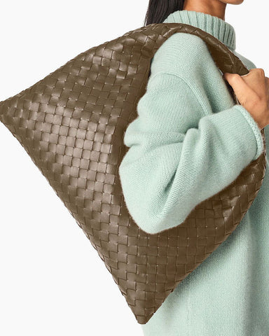 Women's Large Hop Intrecciato Leather Shoulder Bag