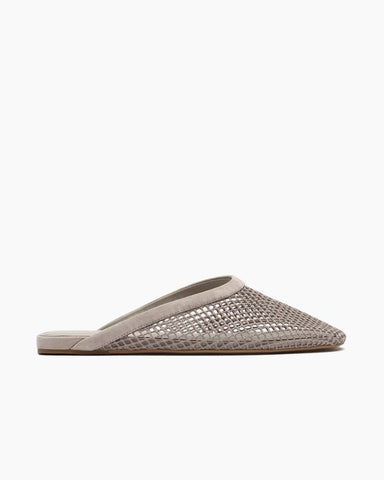 Women’s Mesh Vamp Leather-Trim Mule Flats