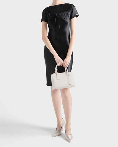 Black Double Zip Shoulder Handbag with Gold Hardware & Strap