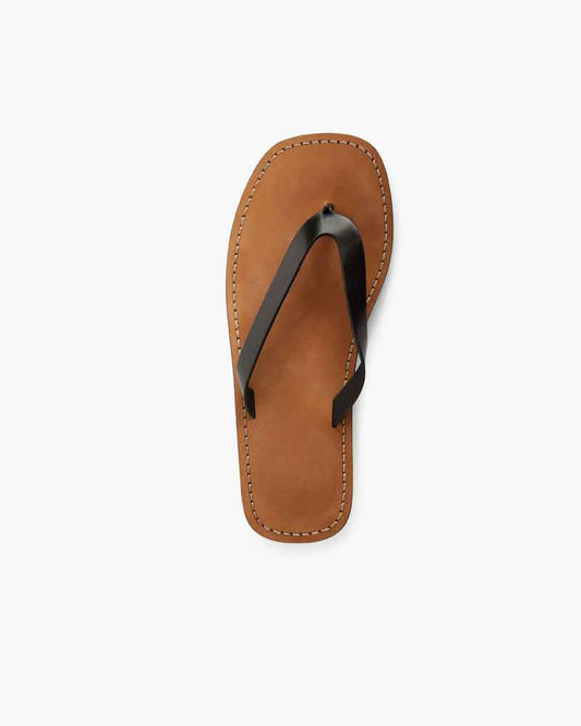 Women’s Black Leather Minimal Flip Flop Sandals