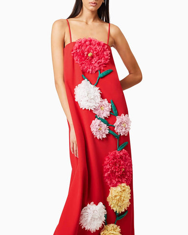 Summer Floral Embroidered Maxi Dress With Straps