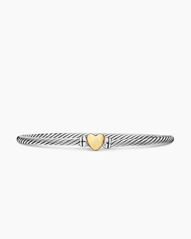 Classic Cable Heart Station Bracelet, 3mm