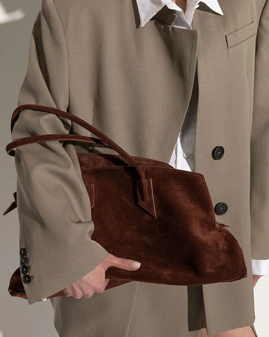 Modern Zip Closure Handbag Tubular Handles