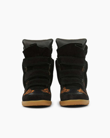 Suede Wedge Hook-and-Loop Sneakers