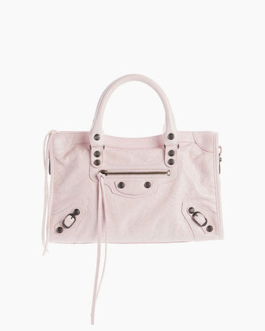 Light Pink Crinkled Leather Handbag