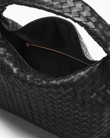 Women's Large Hop Intrecciato Leather Shoulder Bag