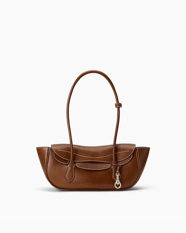 Vintage Crescent Flap Bag with Metal Hardware