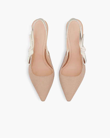 Modern Black Fabric Evening Pumps with Knot Strap Detail