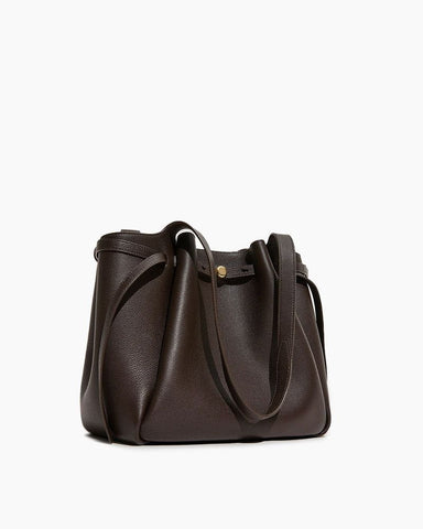 Black Pebbled Leather Romy Tote Bag