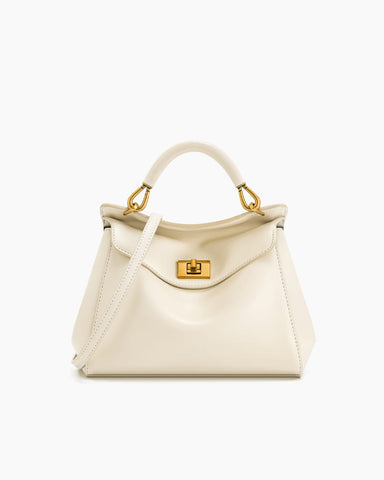 Elegant Turn-Lock Trapeze Satchel